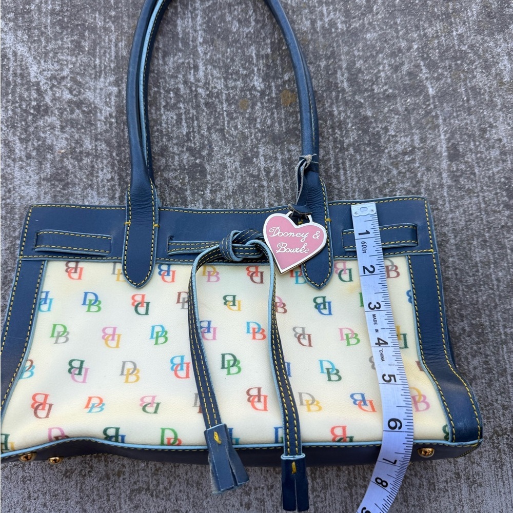 Dooney & Bourke Navy Trim Multicolor Logo Tote - Picture 3 of 9